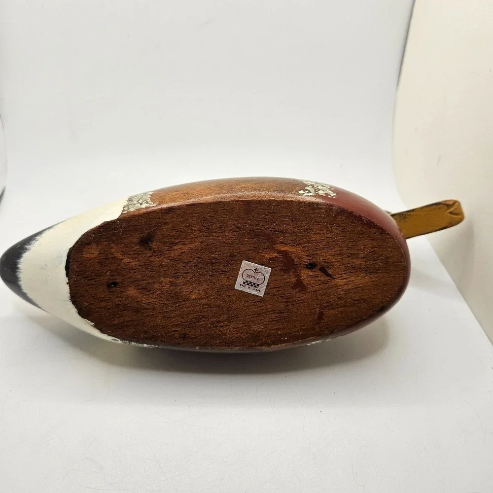 Vintage Mallard Duck Wood Decoy Deville Hand Painted Hunting Decor